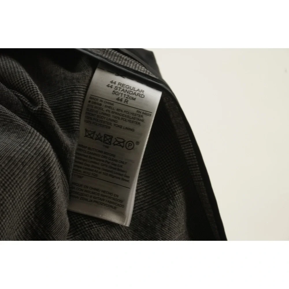 Banana Republic Smart-Weight Performance‎ Wool Seersucker Men's 44R Gray Plaid